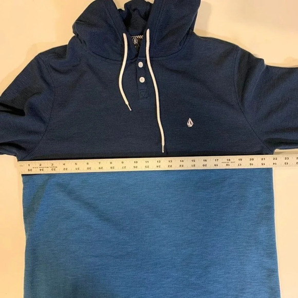 Volcom Men's Thermal Waffle Colorblock Lightweight Sweater Pullover Hoodie SZ L - Picture 9 of 11